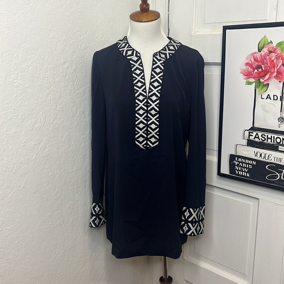 NWT Tory Burch Navy Tunic with Taping Size 6 - Picture 3 of 12